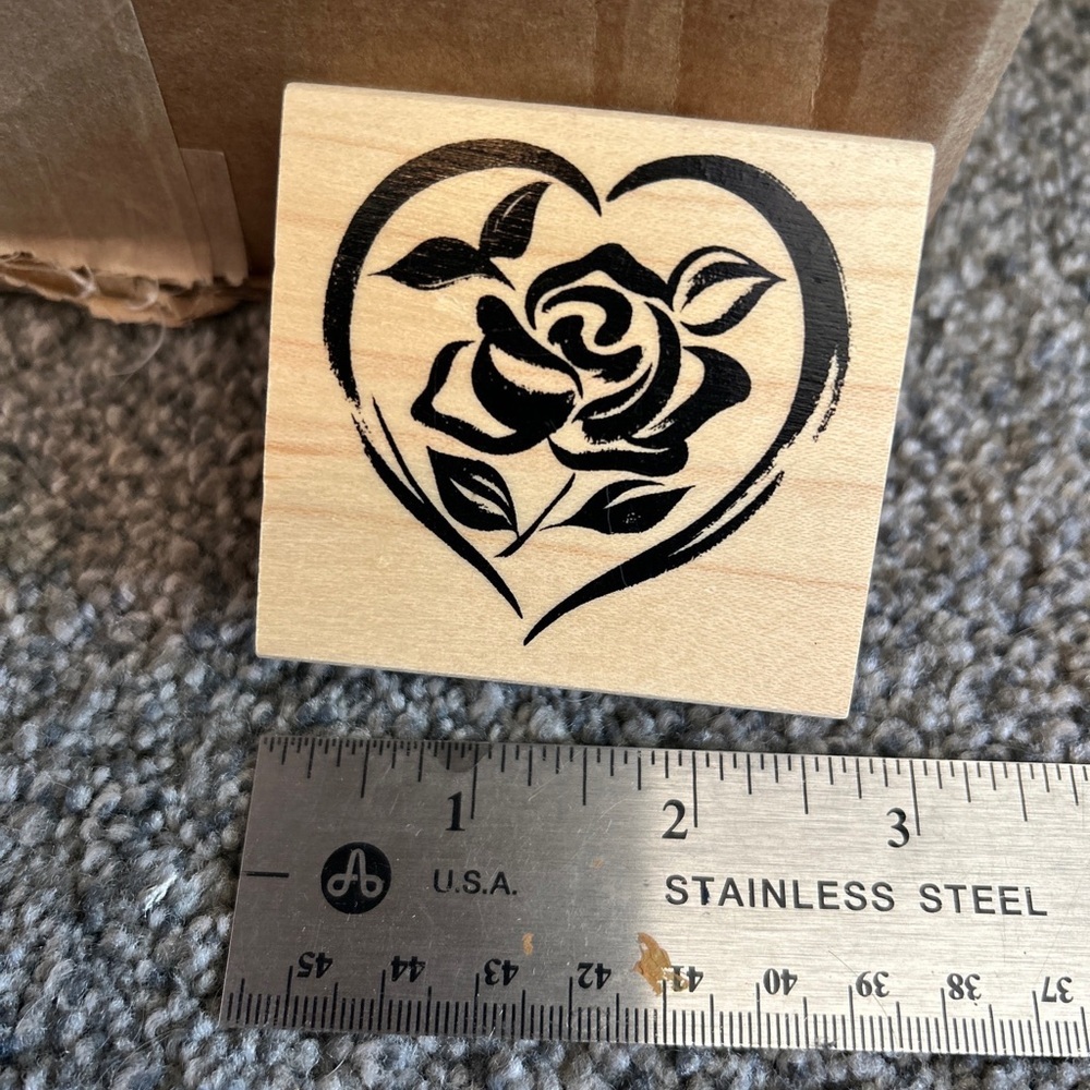 HEART ROSE FLOWER RUBBER STAMP GREAT IMPRESSIONS F223 - Picture 3 of 9